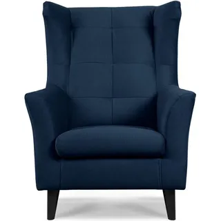 KONSIMO® Ohrensessel SALIS Sessel mit Armlehne, wasserabweisender Oberstoff,gewellte Feder und Schaumstoff im Sitz blau