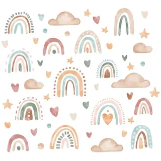 Regenbogen Wandsticker, mit Herzen Wandaufkleber, Boho Wandtattoo, Wandtattoo für das Kinderzimmer, Herzen Kinderzimmer Wandaufkleber Babyzimmer Wanddeko