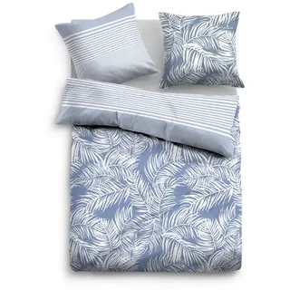 Tom Tailor Bettwäsche Baumwolle Gestreift/Federn Blau 155 x 220 cm + 80 x 80 cm
