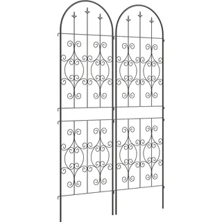 Outsunny 2er-Set Rankgitter für Kletterpflanzen, Garten-Spalier mit Rankenmotiven, für Gemüse, Reben, Blumen, Metall, 50 x 180 cm, Schwarz   Aosom