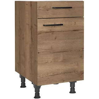 Nobilia Schubkastenunterschrank Structura, Eiche dunkel, Holzwerkstoff, 1 Schublade(n) Schubladen, einzeln stellbar, 45x87x56 cm, Blauer Engel, Pefc, Goldenes M, Made in Germany, DGM-Klimapakt, Zusatzausstattung erhältlich, Küchen, Küchenmöbel, Küchenschränke, Küchenunterschränke