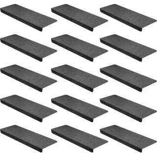 15er SET StickandShine Stufenmatte in dunkelgrau eckig für Treppenstufen, Treppenstufenmatte zum aufkleben - Dunkelgrau