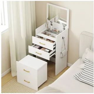 Homcom 3 in 1 Schminktisch mit Hocker, Kosmetiktisch mit Spiegel, 3 Schubladen