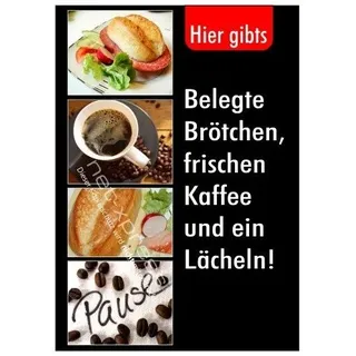 net-xpress Werbeposter belegte Brötchen und Kaffee DIN A1, Werbeplakat Plakat Poster
