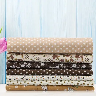 Diy-bettdecken-set – 7 Vorgeschnittene Quadrate (50 X 50 Cm) – Baumwollstoff – Verschiedene Farben – Braun, Lila, Rot – 100 % Baumwolle – Heimtextilien – Patchwork