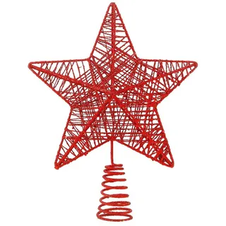 happymas Christbaumspitze Glitzernde Christbaumspitze aus Kunststoff in Sternform rot
