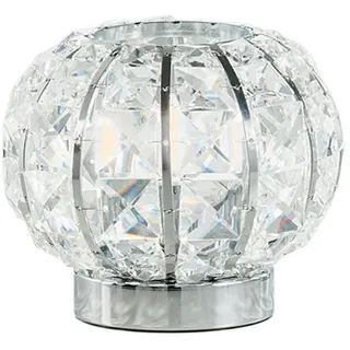 Luce Ambiente Design LED Nachttischlampe Chrom & K9 Glas-Kristalle, Kugel 16cm, Dimmfunktion, LED wechselbar, Warmweiß, ausgefallene Designer Tischlampe mit G9 Leuchtmittel dimmbar silberfarben|weiß