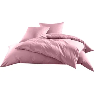 Bettwaesche-mit-Stil Mako-Satin Baumwollsatin Bettwäsche Uni einfarbig zum Kombinieren (Bettbezug 155 cm x 200 cm, Rosa)