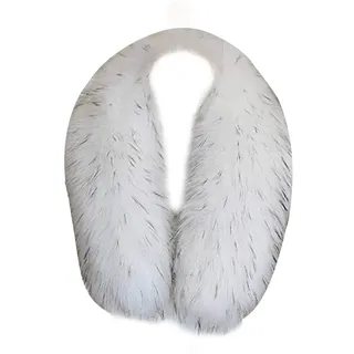 Amorar Frau Pelz-Schal Halswärmer Kunstpelz Schal Kragen Wrap Pashminas für Wintermantel Kragen Kapuze Edges Pelzschal Stolen Dicker Schals Nackenwärmer Weiß-schwarz