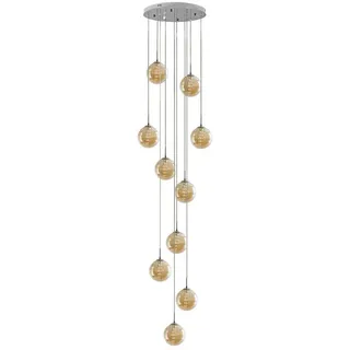 ZMH Led-Hängeleuchte, Grau, Glas, Rund, 41x200x41 cm, Lampen & Leuchten, LED Beleuchtung, LED-Hängeleuchten