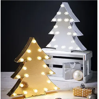 LED Deko-Objekt beleuchtetes Deko-Objekt "Tanne" Goldfarben  Weihnachtsbeleuchtg