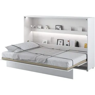 Schrankbett Bed Concept, Wandklappbett mit Lattenrost, V-Bett, Wandbett Bettschrank Schrank mit integriertem Klappbett Funktionsbett (BC-05, 120 x 200 cm, Weiß/Weiß, Horizontal)