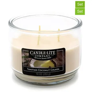 CANDLE-LITE 2er-Set: Duftkerzen "Tahitian Coconut Colada" in Weiß - 2x 283 g