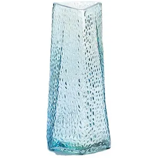 Surwin Glasvase Deko, Klar Glasvase Vintage Deko Gross Vase Tischdekoration Klarem Blumenvase für Wohnzimmer Büro Dekoration Heimdekoration, Hochzeits (Höhe 23cm,Hellblau)