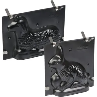 Kaiser Oster Backformen 2er Set | Hase & Lamm Backform 3D | Antihaftbeschichtung für leichtes Lösen | detailreiche Metall Kuchenformen | ideal für Osterkuchen & festliches Backen