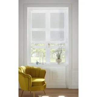 Guido Maria Kretschmer Home&Living Raffrollo TENDER, mit Klettband, transparent, Leinen Optik mit Struktur, monochrom weiß 120 cm x 140 cm