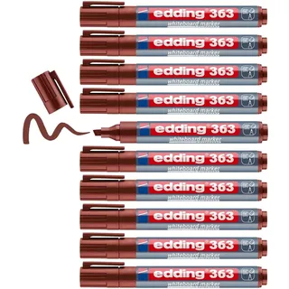 edding 363 Whiteboardmarker - braun - 10 Whiteboard Stifte - Keilspitze 1-5 mm - Boardmarker abwischbar - für Whiteboard, Flipchart, Magnettafel, Pinnwand, Memoboard - Sketchnotes