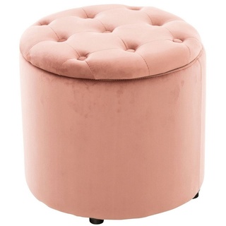 TPFLiving Sitzhocker Paris - Stylischer Samthocker (Beistellhocker mit Stauraum - Farbe, 1 St., Polsterhocker mit hohem Sitzkomfort), Maße (HxBxT): 42 x 44 x 44 cm rosa