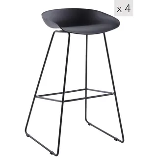 Möbel Kraft Barhocker 4er-Set 42 x 82 cm Schwarz