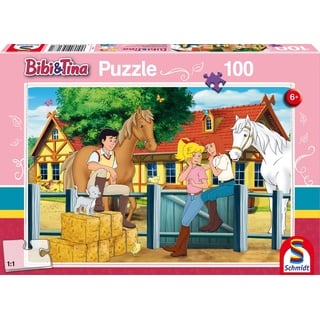 Schmidt Spiele 56187 Bibi und Tina, Auf dem Martinshof, 100 Teile Kinderpuzzle