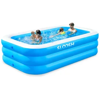Aufblasbarer Pool Blau 304 x 182 x 55 cm mit Sitzbank für 4 Erwachsene, ideal