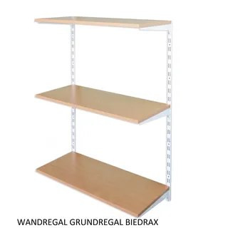 Wandregal - Grundregal 50 x 80 x 100 cm, Farbe weiss - 3 Fachboden Buche