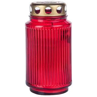 Glofrex S.C. Grabkerze Grablicht-Glas mit Kerze - rot - Höhe 17 cm - Brenndauer 26 h rot