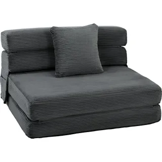 HOMCOM 2 in 1 Schlafsessel klappbar Schlafsofa mit Bettfunktion Cordoptik, Gepolstert Klappmatratze Gästebett Klappsessel Bodensessel für Schlafzimmer Wohnzimmer 100x76x62cm  Dunkelgrau   Aosom