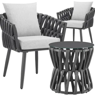 Tectake Lugano Set 2-tlg. Anthrazit