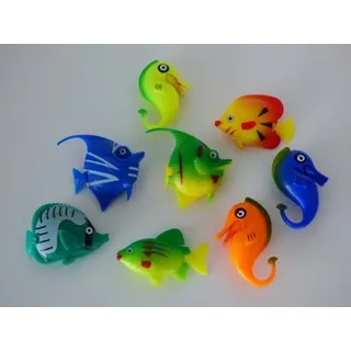 Aqua-Parts Dekofigur 1051 Wassersäulen Zubehör Fische + 3 x Seepferdchen Dekofiguren, Bunte Deko Fische und Seepferdchen gelb