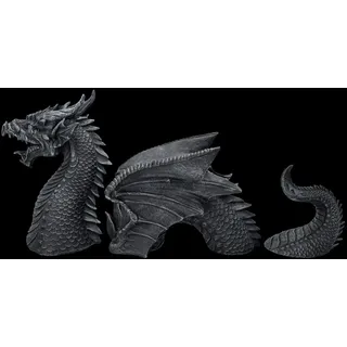 Figuren Shop GmbH Fantasy-Figur Drachen Figur – Garten Statue Schwarz 3-teilig Fantasy Deko 52 cm