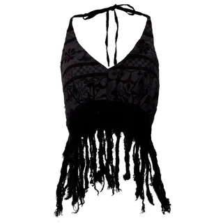 Guru-Shop T-Shirt Goa Top, Psytrance, Bandeau Top, Rückenfreies.. Festival, Ethno Style, Psychedelic, alternative Bekleidung schwarz