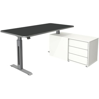 Steh-Sitz-Schreibtisch »Move 1« 160 x 102 cm mit Sideboard grau, Kerkmann, 160x123x102 cm