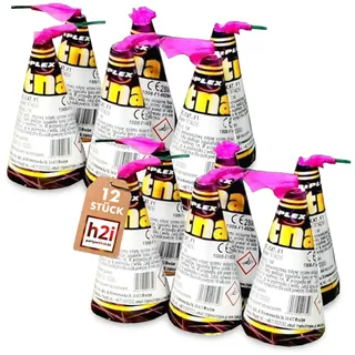 h2i Etna Vulkan | 12 Stück | +/- 15-20 sek | Outdoor Leuchtfontäne mit Funkenregen für Silvester, Halloween & Partys | Kinder & Jugendfeuerwerk | Ganzjahresfeuerwerk Kat 1