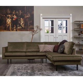 L Couch in Taupe Samt Retro Look