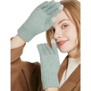 QICEDER Winterhandschuhe für Damen Touchscreen Handschuhe Strick Fingerhandschuhe Sport Warm und Winddicht Winterhandschuhe (Grün) - Einheitsgröße