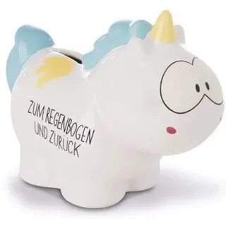 NICI Spardose Einhorn Rainbow Flair "Zum Regenbogen und zurück", 7,5 x 12 x 16,5 cm