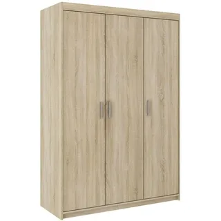 AX Living Kleiderschrank, Sonoma Eiche, Kunststoff, Teilmassiv,Kiefer, Rechteckig, 133x190.5x53 cm, Hergestellt in Europa, FSC Mix, Reach, Schlafzimmer, Kleiderschränke, Drehtürenschränke