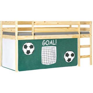 IDIMEX Vorhang Gardine Bettvorhang Fußball zu Hochbett Rutschbett Spielbett grün weiß