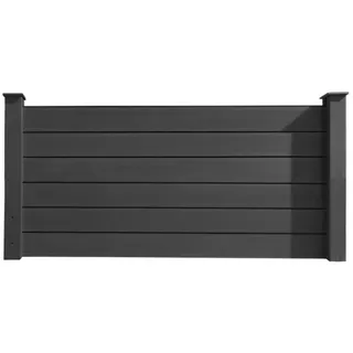 HORI Zaun HORI WPC Sichtschutzzaun Stecksystem, Gartenzaun witterungsbeständig, Robuster Gartenzaun, Modernes Lamellenzaun, Langlebiger Sichtschutz grau 0.90 cm