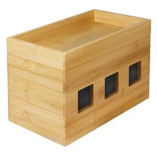 LogiLink Kabelbox KAB0076 Bambus, braun, Holz, 25,5 x 16,5 x 14 cm