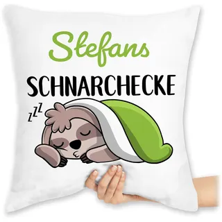 Kissen 40x40 Zierkissen - Schnarchecke Faultier I Geschenk Faultier - 40 x 40 cm - Weiß - Schnarchen Motiv schnarch namensdruck Geschenke für schnarcher schnarchecken schnarchplatz