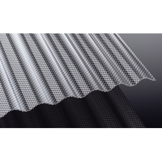 Acryl Wellplatten mit Wabenstruktur, Glasklar - 3 mm Lichtplatten Runde Welle S 76/18 - 1045 x 1000 / 2000 / 2500 / 3000 / 3500 / 4000 / 5000 / 6000 mm