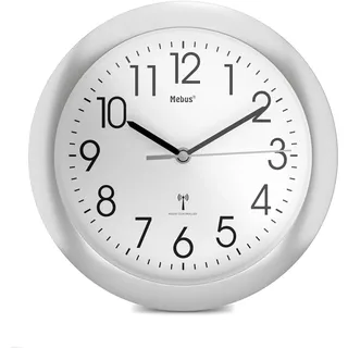 MEBUS Funk-Wanduhr 25,5 cm 52451 silber