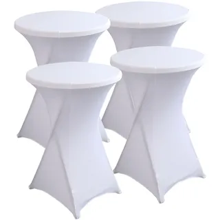Odot 4 Stück Stehtisch Hussen 60/80X110 cm, Spandex Bars Tischhusse mit Fußtaschen, Stretch Stehtischhussen, Wiederverwendbar Cocktail Hussen für Stehtische, Bistrotisch (Weiß,60x110cm)