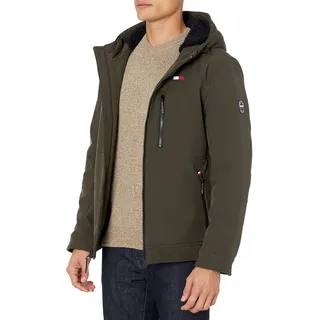 Tommy Hilfiger Herren Gefüllte Softshelljacke mit Kapuze und offenem Unterteil mit Sherpa-Futter Jacke, Olive Tech, S - S