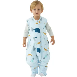 Duomiaomiao Baby Schlafsack mit füßen, Winter mit füßen,100% Baumwolle, 2.5 Tog Baby Jungen mit Schlafsack,Atmungsaktiv Cartoon-Elefant(DXCL-75)