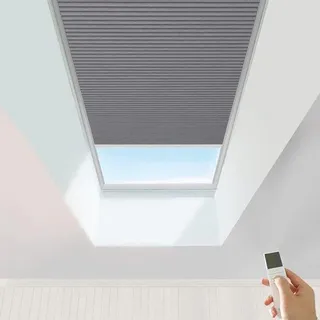 Famanu Motorisierte Jalousien - Dimmbar, Vollständige Verdunkelung, Wasserfest - W110 X L150CM - Dunkelgrau