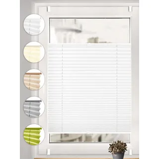 Sonello Plissee ohne Bohren Rollo Klemmfix für Fenster & Tür Lichtschutz, blickdicht, ohne Bohren, verspannt, Klemmfix, 105cm x 120cm Weiß Faltrollo, Easyfix, Sonnenschutzrollo, Jalousie weiß 105 cm x 120 cm
