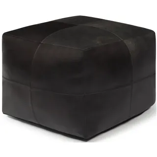 Pouf Anneta aus Leder 50x50 cm, Schwarz